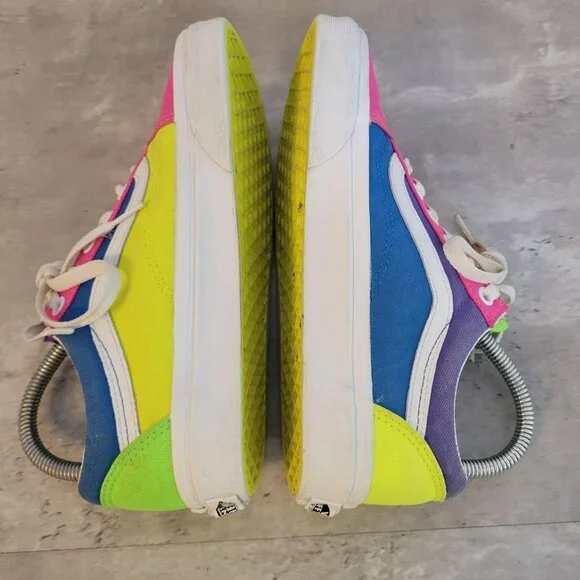Vans Old Skool Shoes Womens Size 6.5 Skate Sneakers Colorblock Neon Athletic - Picture 7 of 13